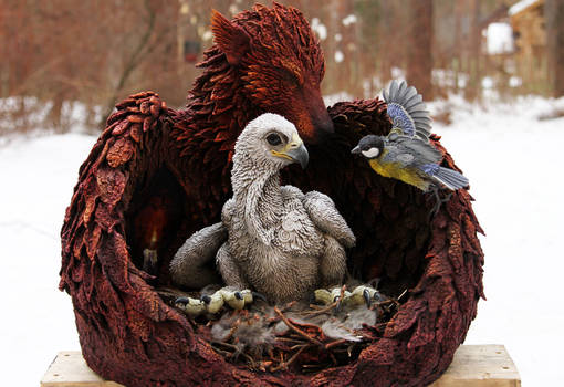 Eagle and Titmouse sculpt - Birth in the new nest