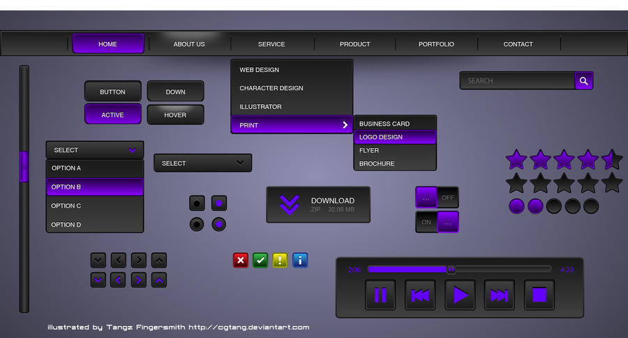 ui element design by cgtang on DeviantArt