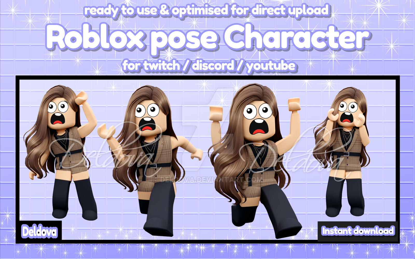 Download Roblox Girl Avatar Posing on Purple Background
