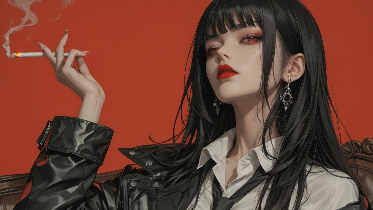 Anime girl red eyes smoking 4k wallpaper By Kyabun On DeviantArt anime-girl-red-eyes-smoking-4k-wallpaper-by-kyabun-on-deviantart