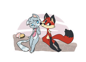 Cat and Fox (Collab) by swiftcutter Cat and Fox (Collab) by swiftcutter