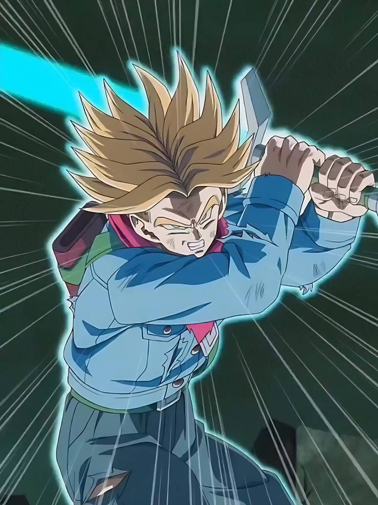 SSRage Trunks advancing with KI's sword by johnny120588 on DeviantArt