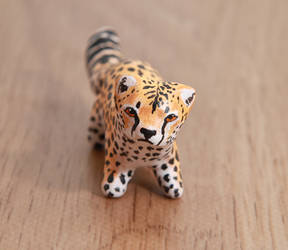 Cheetah polymer clay figurine