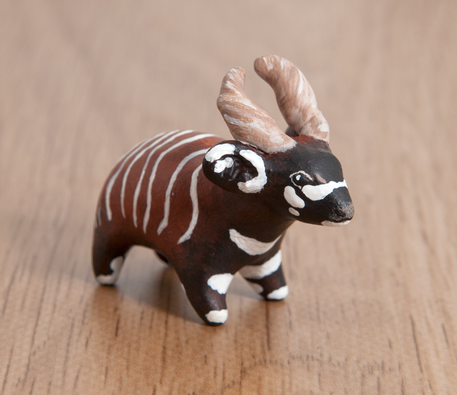 Bongo antelope polymer clay totem