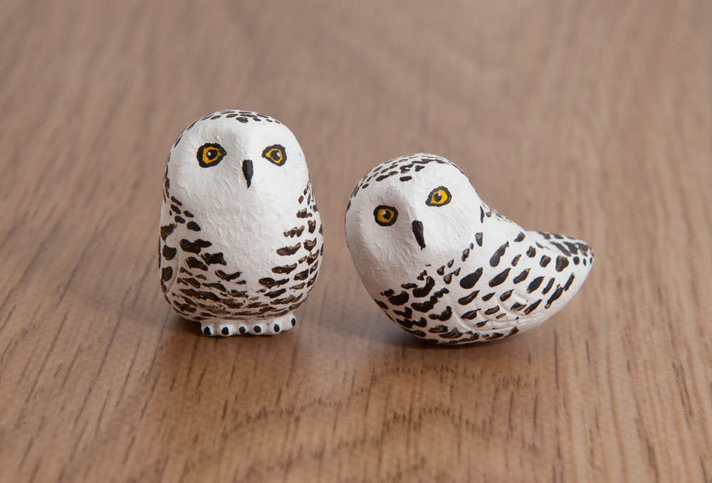 Snowy owl totems, handmade in polymer clay by lifedancecreations Snowy owl totems, handmade in polymer clay by lifedancecreations