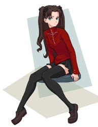 Daily drawing challenge, day 4 - Rin Tohsaka