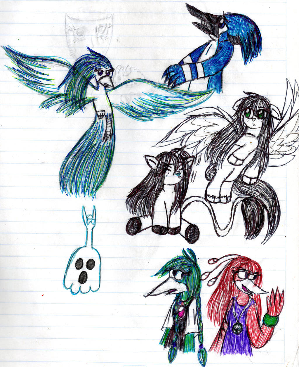 4 birds, a ghost, a tiny unicorn and pegasi