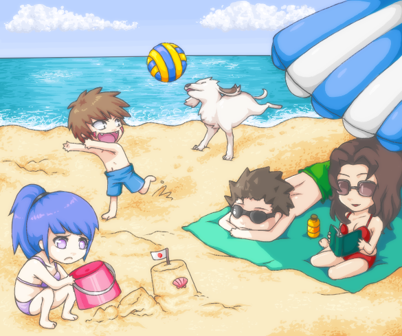 At the beach with team 8