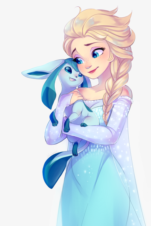 Elsa and glaceon