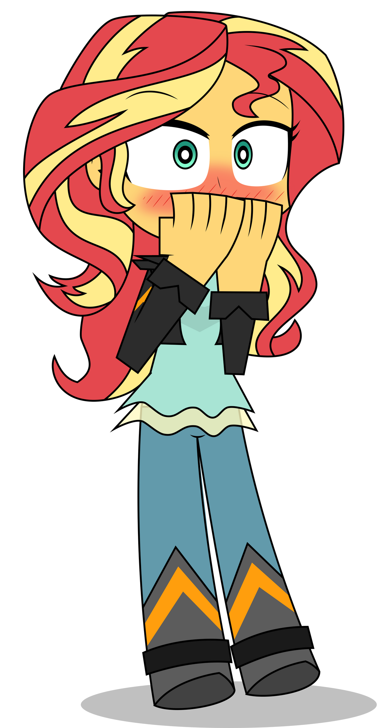 Deviantart Blushing Sunset Shimmer Gjinka Blushing (full body) by KeronianNiroro on DeviantArt