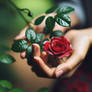 Woman holding a rose