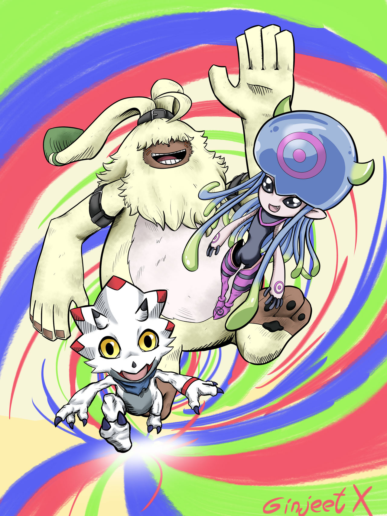 Gammamon, Angoramon and Jellymon by GinjeetX on DeviantArt