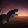 Tyrannosaurus and sunset