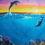 Dolphins and Sunset