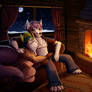 Fireplace cuddles - Commission