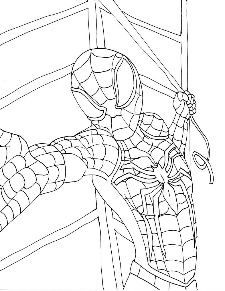 Spiderman Swinging Coloring Page by FBOMBheart on DeviantArt