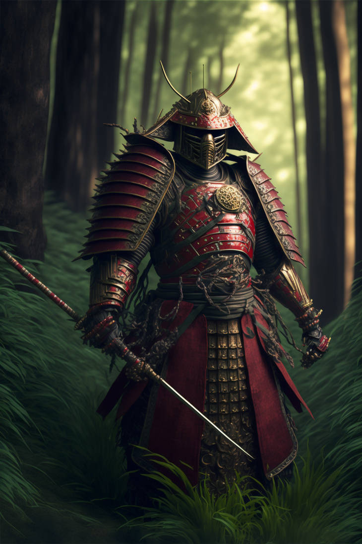 Samurai in Red Armor (Midjourney) by FBOMBheart on DeviantArt