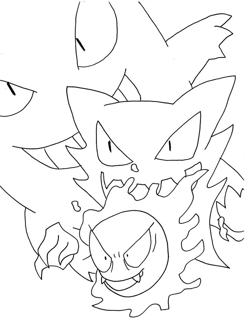 Gastly, Haunter and Gengar Coloring Page by FBOMBheart on DeviantArt