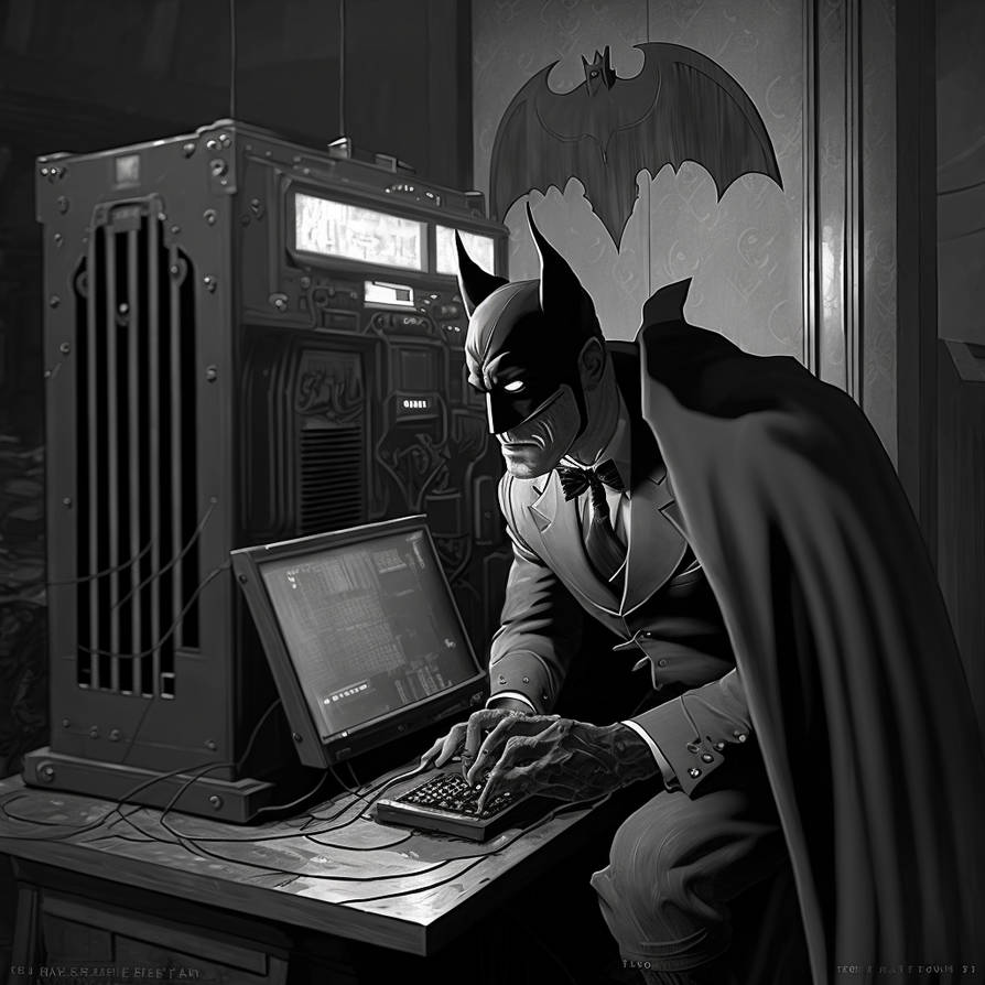 Batman Working at the Computer (Midjourney) by FBOMBheart on DeviantArt