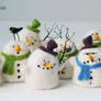 snowmen needle felted christmas ornaments
