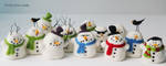 snowmen needle felted christmas ornaments by DoodleWithGlueGun