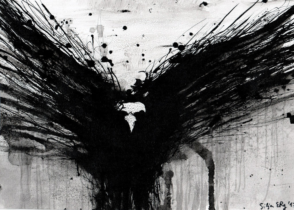 Abstract Raven ink painting by DoodleWithGlueGun on DeviantArt