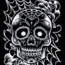 Black and White Sugar Skull Tattoo Flash