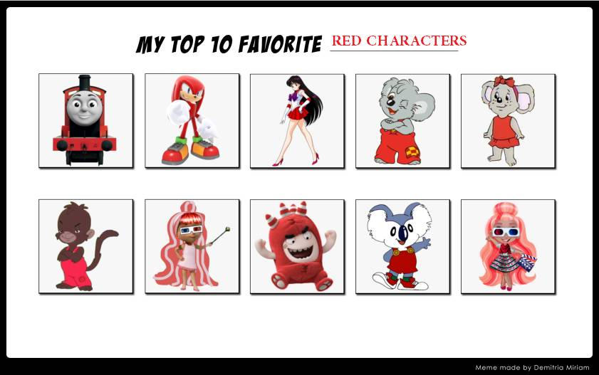 My Top 10 Favorite Red Characters by StarshineRapGirl on DeviantArt