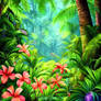 Lush tropical forest with flowers 10/23/2022