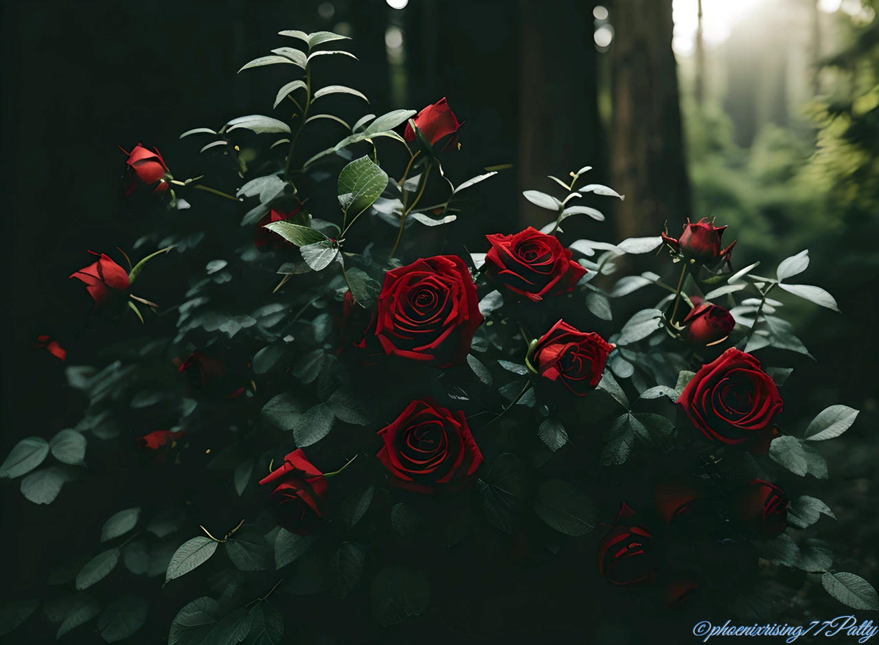 Red Rising Roses Red Roses in Ancient Forest 3 9/3/2023 by phoenixrising77Patty on ...