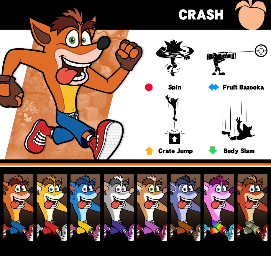Crash Bandicoot Smash Skins : r/SmashBrosUltimate