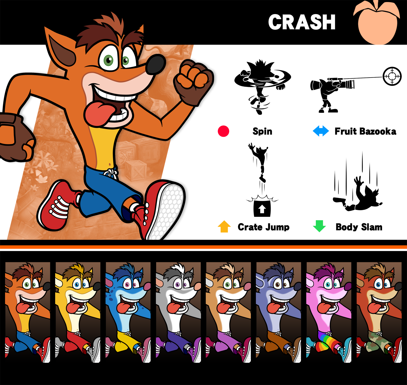 Crash Bandicoot Super Smash Bros Moveset by Hyrule64 on DeviantArt