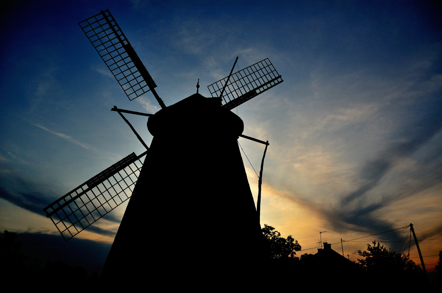 windmill and sunset