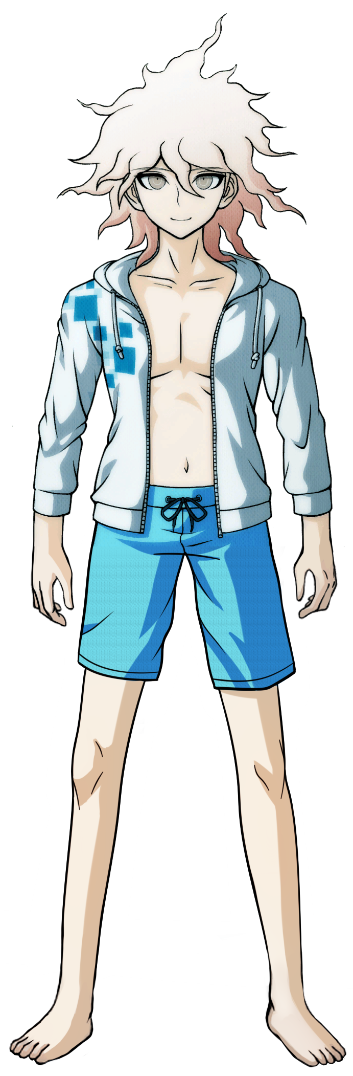 Nagito Komaeda Swimsuit FullBody Sprite Edit by BiggestDummyHead on