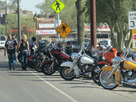 bikes on the road of Cave Creek