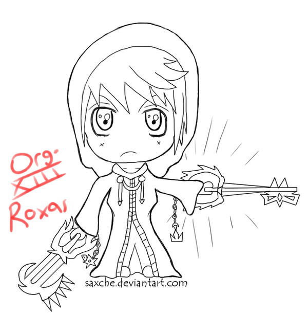 Chibi Roxas Lineart by Saxche on DeviantArt