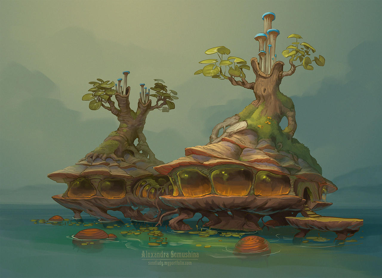 Swamp biotech cottages by Sedeptra on DeviantArt