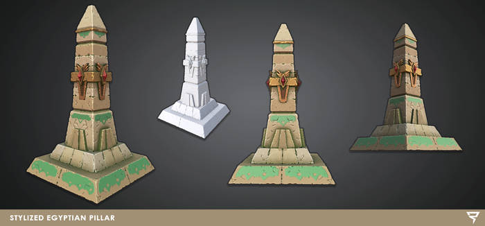 Stylized Egyptian Pillar - 3d Model