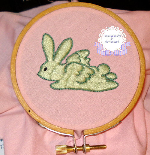 Embroidery: Flying Mint Bunny