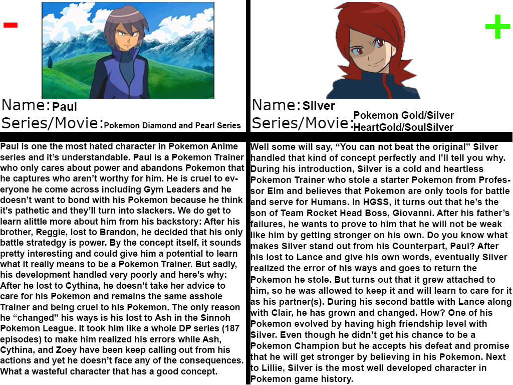 Character Comparison - Cruel Pokemon Trainer Rival