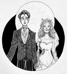 Inktober Day 16 : Corpse Bride by LodiDotesArts