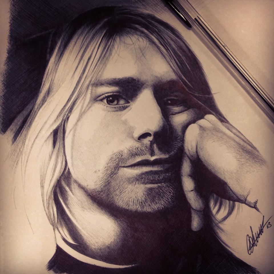 Kurt Cobain Biro (ballpoint) portrait