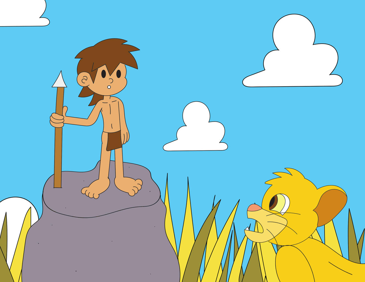 Simba meets a human by Oogtar-Drawz on DeviantArt