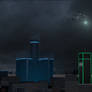 Detroit Become Human styled Detroit skyline