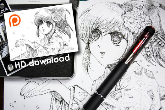 Dot Art Manga Kimono Girl