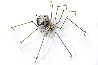 Steampunk metal spider sculpture