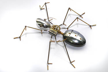 Steampunk metal ant sculpture