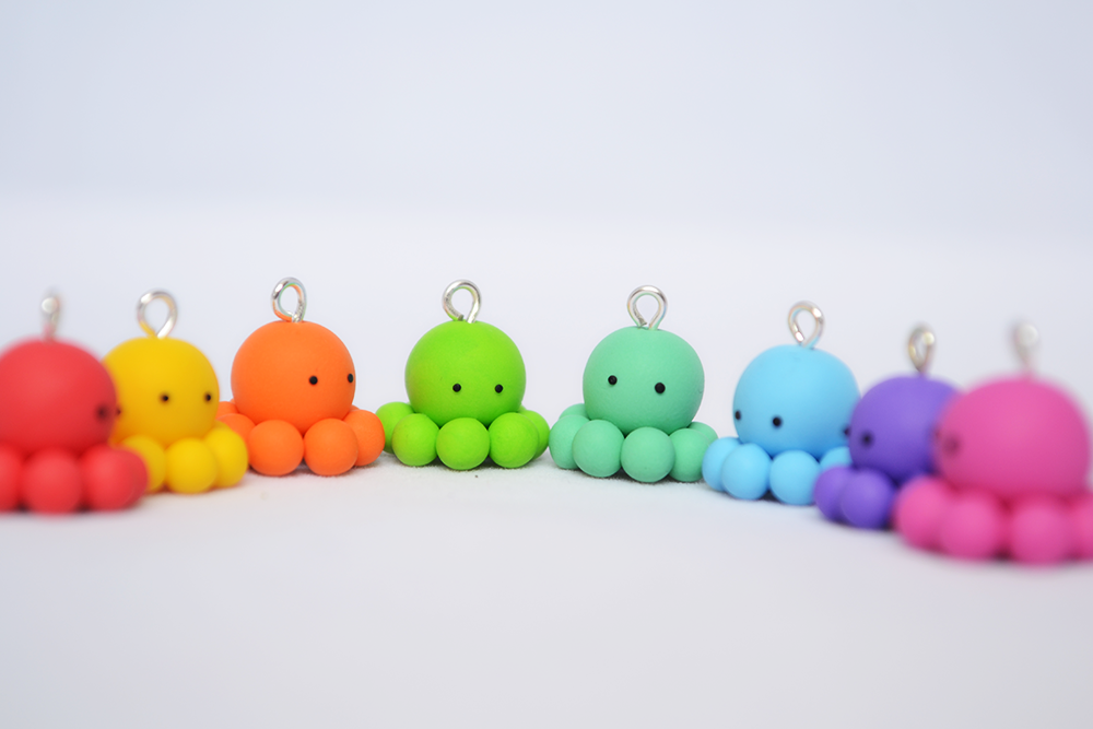 Handmade Rainbow Octopus Charms