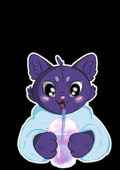 Happy bubble tea cat 