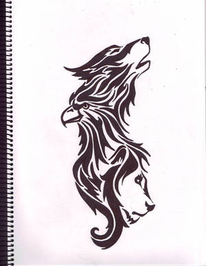 Wolf-Eagle-Lion Tattoo